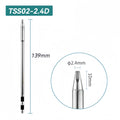 Shape: Chisel Tip, 2.4 X 10MM.
Total length: 139mm
Outer diameter: 5.0mm
Compatible for: QUICK TS1200/TS1200A/TS1200D Soldering Station.
Other QUICK TSS02 Tips Model: TSS02-B, TSS02-2B, TSS02-0.8C, TSS02-1C, TSS02-2C, TSS02-3C, TSS02-4C, TSS02-0.8D, TSS02-1.2D, TSS02-1.6D, TSS02-3.2D, TSS02-4.2D, TSS02-I, TSS02-I-02, TSS02-J-01, TSS02-K, TSS02-SK, TSS02-SK-01, TSS02B-I-02, TSS02B-J-02, TSS02B-SK-02.


If you need any other model products, please kindly contact us.