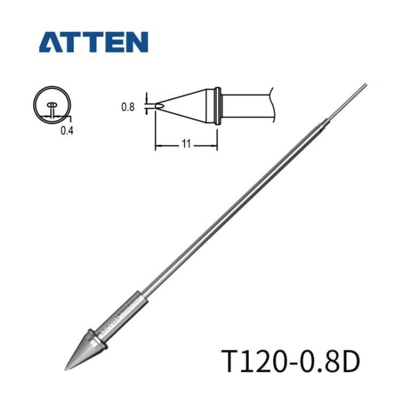 Other T120 Series Models: T120-K, SK, LK, LB, B, I, 1C, 2C, 3C, 4C, 5C, 0.8D, 1.2D, 2.4D, 3.2D, 4.2D.&nbsp;

Compatible with ATTEN ST-3120D (120W) soldering station&nbsp; SP-H120 iron handle.

If you need any other model products, please kindly contact us.
