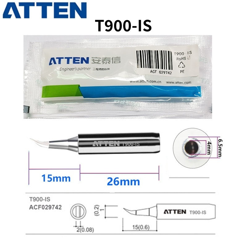 Total length: 41 mm

Outer diameter shaft: 6,5 mm
Inner diameter shaft: 4.0mm
Other T900 Series Models: T900-K, SK, 1,6K, 2,0SK,
T900-B, LB, I, SI,0.2SI, SB, IS, 0.2IS, 0.5IS
T900-0,5C, 0,8C, 1C, 2C, 3C, 4C,&nbsp;
T900-0,8D, 1,2D, 1,6D, 2,4D, 3,2D,
T900 Series soldering tips compatible with AT937/937A/938D/980E/989/989D/939, AT8586, AT8502D, SA-50/ST-2090D, ST-60, ST-80, ST-965, ST-2065D, ST-8865.