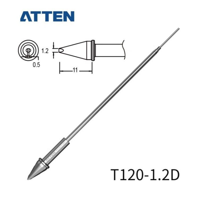 Other T120 Series Models: T120-K, SK, LK, LB, B, I, 1C, 2C, 3C, 4C, 5C, 0.8D, 1.2D, 2.4D, 3.2D, 4.2D.&nbsp;

Compatible with ATTEN ST-3120D (120W) soldering station&nbsp; SP-H120 iron handle.

If you need any other model products, please kindly contact us.