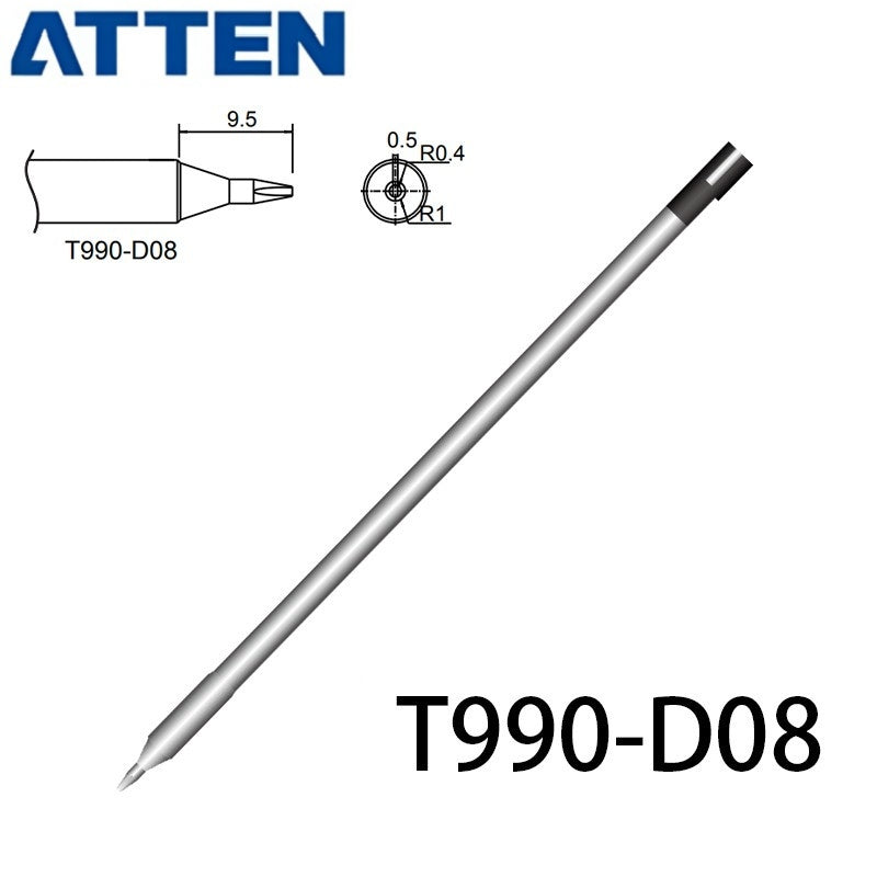 Other T990 Series Models: T990-B, K,KU, I, B2, BL,&nbsp;
T990-BC1, BC2, BC3, C1, C4, B3, B4,
T990-D08, D16, D24, D4, D52,
Compatible with ST-990/ST-909, ST-8602D/ST-8902D soldering station iron.
Lead-free intergrated heater.
