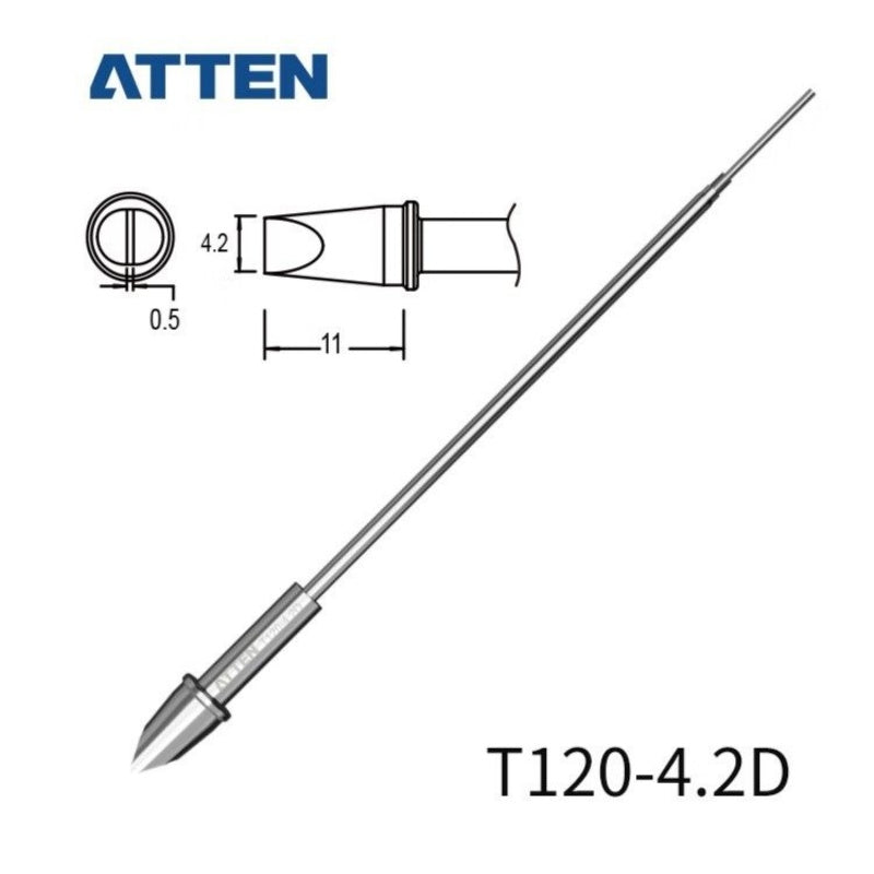 Other T120 Series Models: T120-K, SK, LK, LB, B, I, 1C, 2C, 3C, 4C, 5C, 0.8D, 1.2D, 2.4D, 3.2D, 4.2D.&nbsp;

Compatible with ATTEN ST-3120D (120W) soldering station&nbsp; SP-H120 iron handle.

If you need any other model products, please kindly contact us.