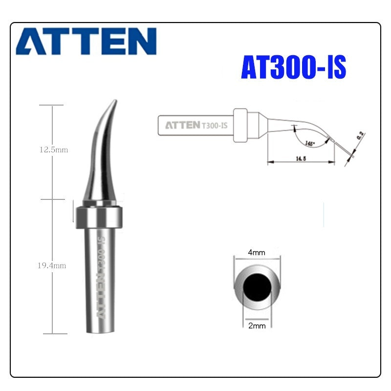 Total length: 31,9 mm
Outer diameter shaft: 4 mm
Inner diameter shaft: 2 mm
Other T300 Series Models: T300-B, K,SK, &nbsp;I, IS, LI, H, RT, 1C, 2C, 3C, 4C,
T300-0,8D, 1,2D, 1,6D, 2,4D, 3,2D,4,2D
Compatible with AT306H AT306DH ST3090, 203H/203/204/204H
503/504 (90W) series Soldering Station.