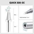 Total length: 41.0mm
Head diameter: 3.0mm
Inner diameter: 2.0mm
Outer diameter: 6.0mm
Compatible for: QUICK 205, 205H＋, 2300, 3205, 376D-150 Soldering Station.
Other QUICK 500 Models: 500-B-01, 500-2B, 500-4DK, 500-3.5D, 500-5D, 500-6D, 500-8D, 500-2C, 500-4C, 500-5C, 500-6C, 500-8C, 500-B, 500-K, 500-SK, 500-2.5D, 500-4.2D.
If you need any other model products, please kindly contact us.