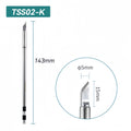 Shape: Knife Tip, 5.0MM/45DEG X 15MM.
Total length: 143mm
Outer diameter: 5.0mm
Compatible for: QUICK TS1200/TS1200A/TS1200D Soldering Station.
Other QUICK TSS02 Tips Model: TSS02-B, TSS02-2B, TSS02-0.8C, TSS02-1C, TSS02-2C, TSS02-3C, TSS02-4C, TSS02-0.8D, TSS02-1.2D, TSS02-1.6D, TSS02-2.4D, TSS02-3.2D, TSS02-4.2D, TSS02-J-01, TSS02B-I-02, TSS02-SK, TSS02-SK-01, TSS02B-J-02, TSS02B-SK-02.


If you need any other model products, please kindly contact us.