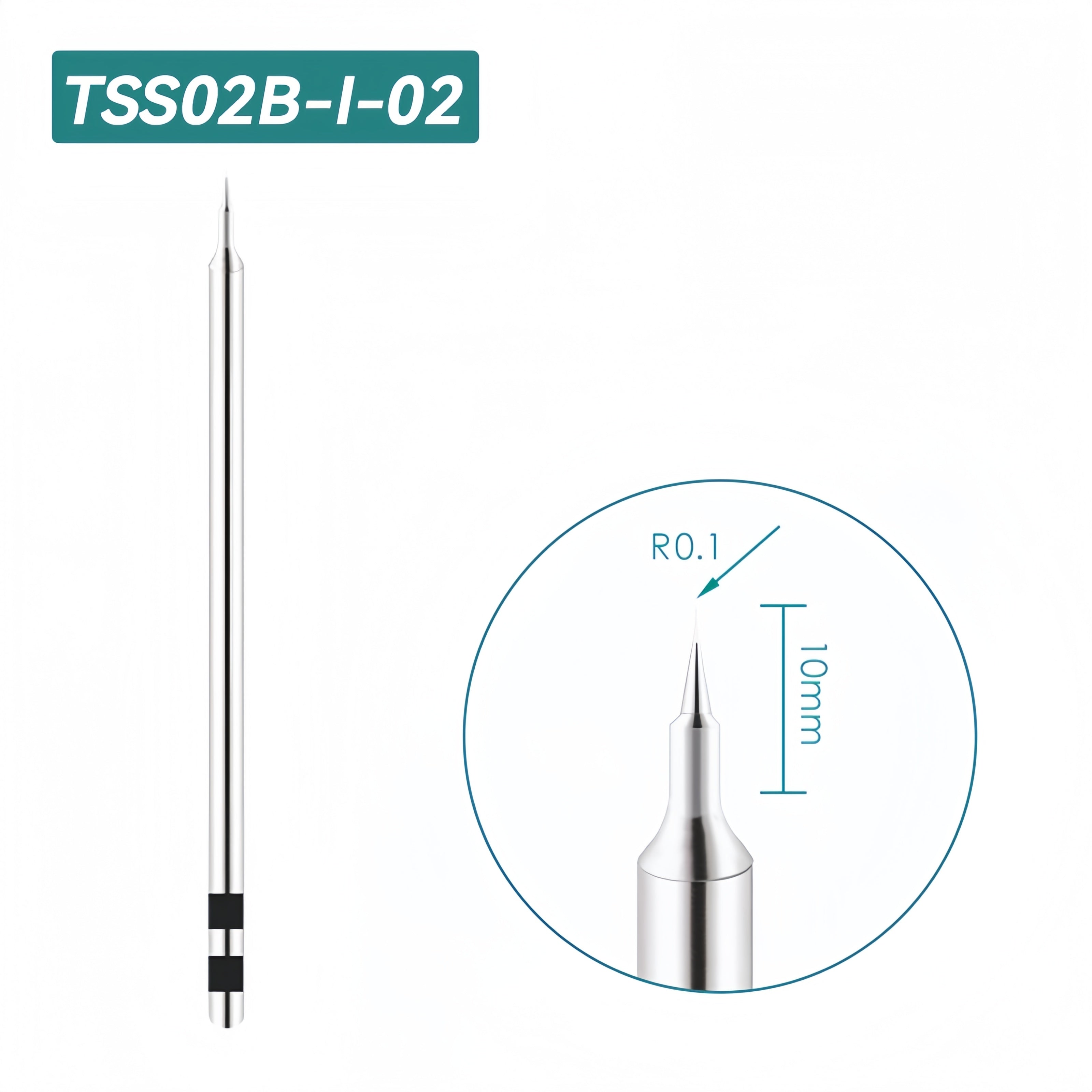 Shape: Conical Tip, R0.1 X 10MM.
Total length: 141mm
Outer diameter: 5.0mm
Compatible for: QUICK TS1200/TS1200A/TS1200D Soldering Station.
Other QUICK TSS02 Tips Model: TSS02-B, TSS02-2B, TSS02-0.8C, TSS02-1C, TSS02-2C, TSS02-3C, TSS02-4C, TSS02-0.8D, TSS02-1.2D, TSS02-1.6D, TSS02-2.4D, TSS02-3.2D, TSS02-4.2D, TSS02-J-01, TSS02-K, TSS02-SK, TSS02-SK-01, TSS02B-J-02, TSS02B-SK-02.


If you need any other model products, please kindly contact us.