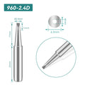 Shape: Chisel Tip, 2.4 X 17MM.
Total length: 42mm
Inner diameter: 4.0mm
Outer diameter: 6.5mm
Compatible for: QUICK TS1100/236/936/936A/936C/967/969/969A/375A+/375B+/3104/707/708/709&nbsp;Soldering Station.
Other QUICK 960 Tips Model: 960-B, 960-2B, 960-0.8C, 960-1C, 960-2C, 960-3C, 960-4C, 960-0.8D, 960-1.2D, 960-1.6D, 960-3.2D, 960-I, 960-J, 960-LB, 960-LI, 960-K, 960-SK.


If you need any other model products, please kindly contact us.