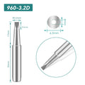 Shape: Chisel Tip, 3.2 X 17MM.
Total length: 42mm
Inner diameter: 4.0mm
Outer diameter: 6.5mm
Compatible for: QUICK TS1100/236/936/936A/936C/967/969/969A/375A+/375B+/3104/707/708/709&nbsp;Soldering Station.
Other QUICK 960 Tips Model: 960-B, 960-2B, 960-0.8C, 960-1C, 960-2C, 960-3C, 960-4C, 960-0.8D, 960-1.2D, 960-1.6D, 960-2.4D, 960-I, 960-J, 960-LB, 960-LI, 960-K, 960-SK.


If you need any other model products, please kindly contact us.