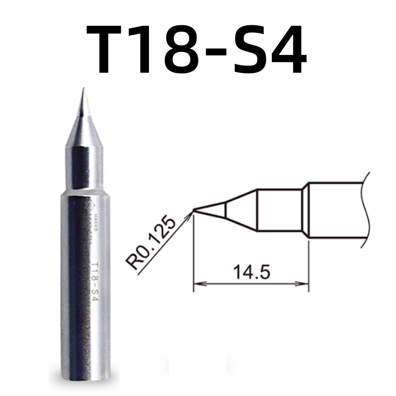 Shape: Conical Sharp Tip, R0.125 X 14.5MM.

Applicable models: FX-888D, FX-600, FX-888, FX-889, FX-701, FX-702 soldering station.

It is compatible with FX-8801, FX-8802, FX-8803 soldering handle.
Other models: T18-C4, T18-CF4, T18-S6, T18-DL12, T18-S9, T18-DL32, T18-DL2, T18-C08, T18-D08, T18-C5, T18-SB, T18-C05, T18-S3, T18-CSF25, T18-D32, T18-BL, T18-D24, T18-BR02, T18-D16, T18-C3, T18-I, T18-B, T18-K.

If you need any other model products, please kindly contact us.