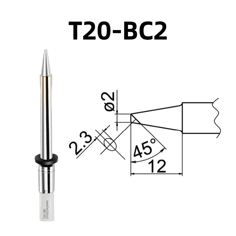 Shape: Bevel Tip, 2MM/45DEG X 12MM.
Applicable models: Hakko FX-838, FX-8301 soldering station.

Other models: T20-K, T20-KU, T20-D6, T20-D24, T20-D32, T20-J02, T20-B2, T20-BL,&nbsp; T20-BCF2, T20-BC3, T20-BCF3, T20-BC4, T20-BCF4, T20-BL2, T20-BL3, T20-C5, T20-C6.

If you need any other model products, please kindly contact us.&nbsp;