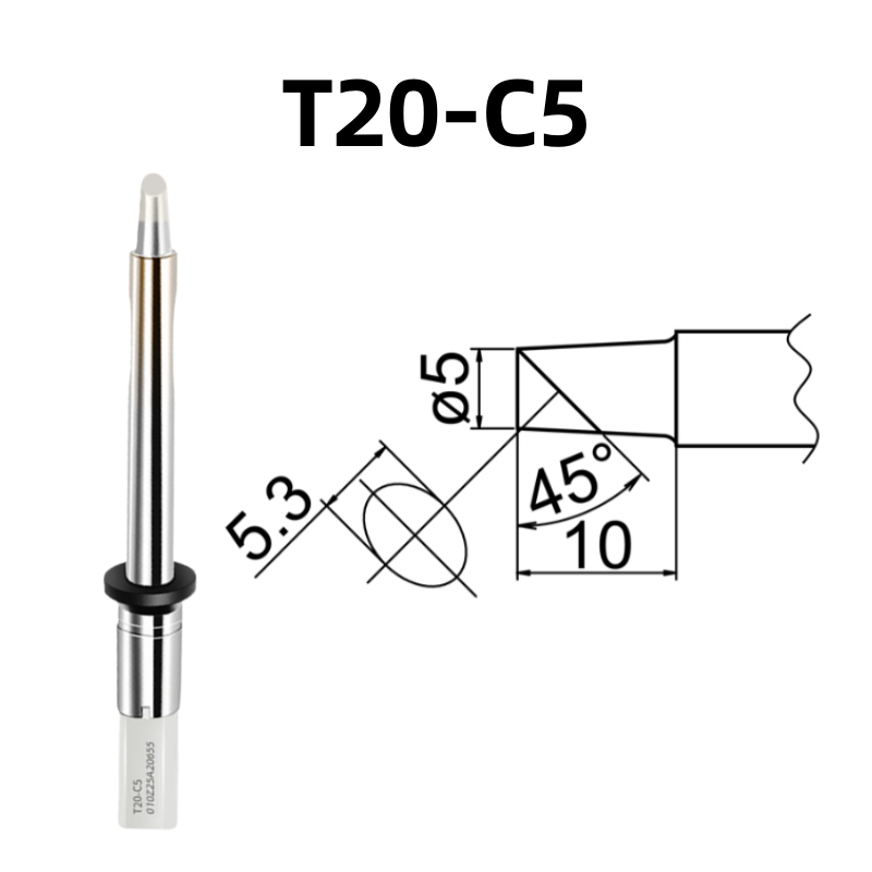 Shape: Bevel Tip, 5MM/45DEG X 10MM.
Applicable models: Hakko FX-838, FX-8301 soldering station.

Other models: T20-K, T20-KU, T20-D6, T20-D24, T20-D32, T20-J02, T20-B2, T20-BL, T20-BC2, T20-BCF2, T20-BC3, T20-BCF3, T20-BC4, T20-BCF4, T20-BL2, T20-BL3, T20-C6.

If you need any other model products, please kindly contact us.&nbsp;